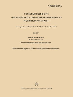 cover image of Glimmentladungen an festen nichtmetallischen Elektroden